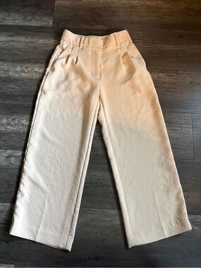 Wilfred Aritzia Cream High-Waisted Wide Leg Pleated Trousers - Cream - Size 00